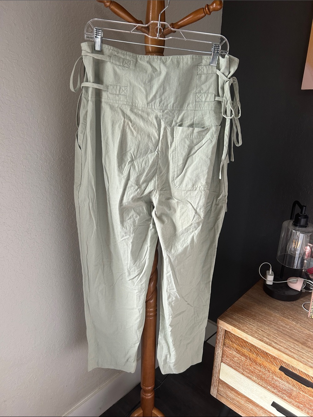 Free People Wide-Leg Tie Waist Pants in Sage - Picture 2 of 3